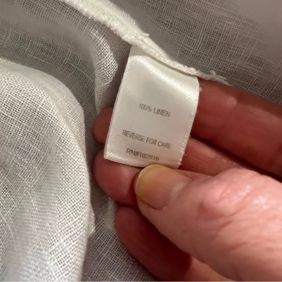 Garnet Hill White 100% Linen Sleeveless Fringe Hem A line dress size 10 - Picture 15 of 16